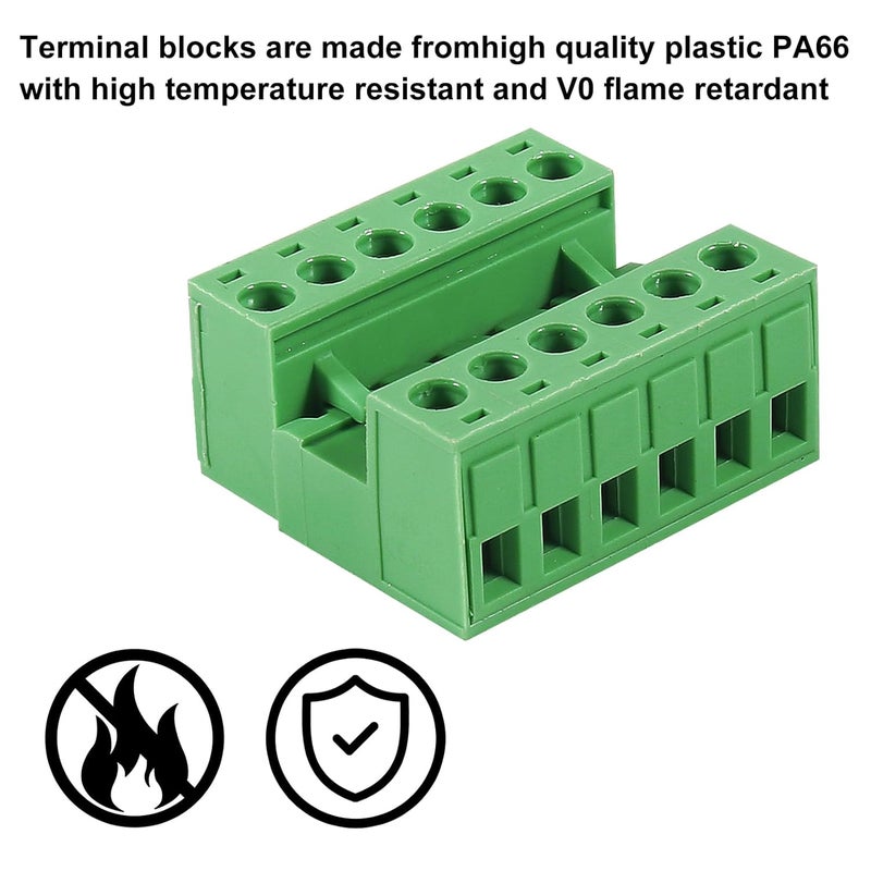 Meimom 5PCS 6 Pin 5.08mm Pitch Pluggable PCB Angle Screw Terminal Block Plug Connector Socket Panel Mount DIY with 5Pcs 6Pin Phoenix Plug - Image 5